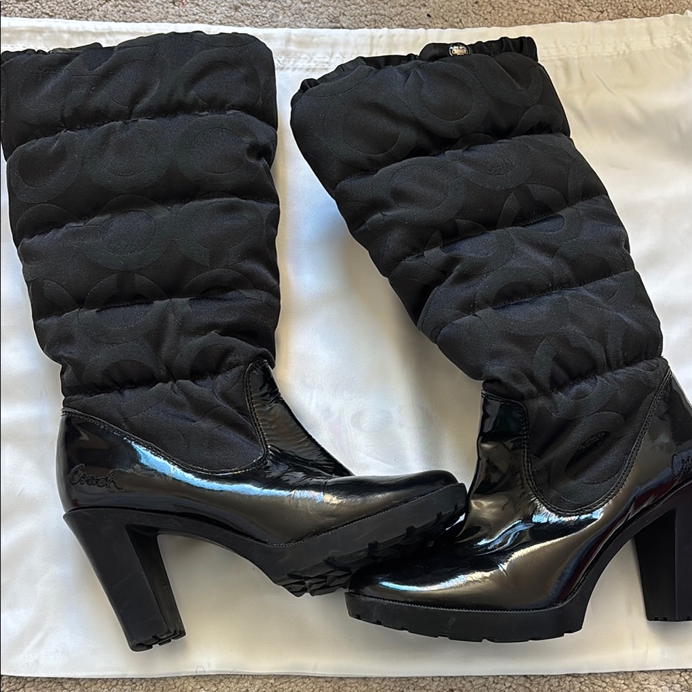 Coach Loryn Women's Quilted Heeled Rain Boot (size 8)